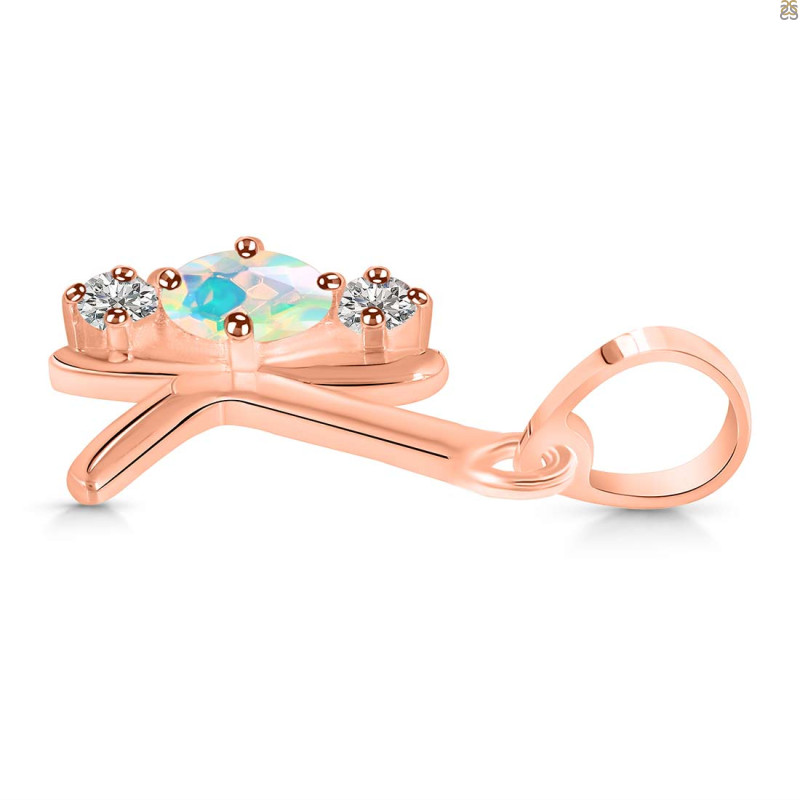 Opal & White Topaz Alphabet K Pendant OPL-RDA-63.