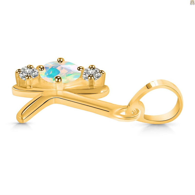 Opal & White Topaz Alphabet K Pendant OPL-RDA-63.