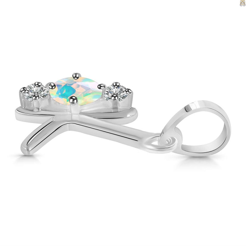 Opal & White Topaz Alphabet K Pendant