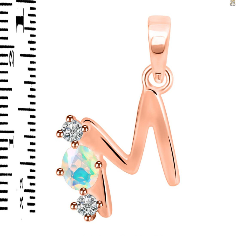 Opal & White Topaz Alphabet M Pendant OPL-RDA-65.