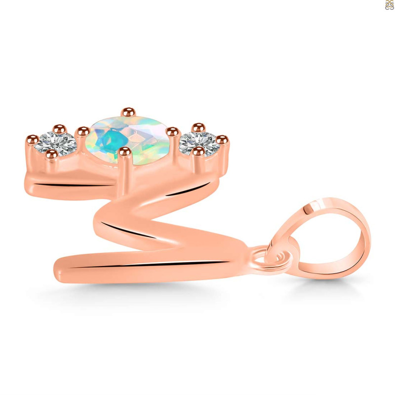 Opal & White Topaz Alphabet M Pendant OPL-RDA-65.