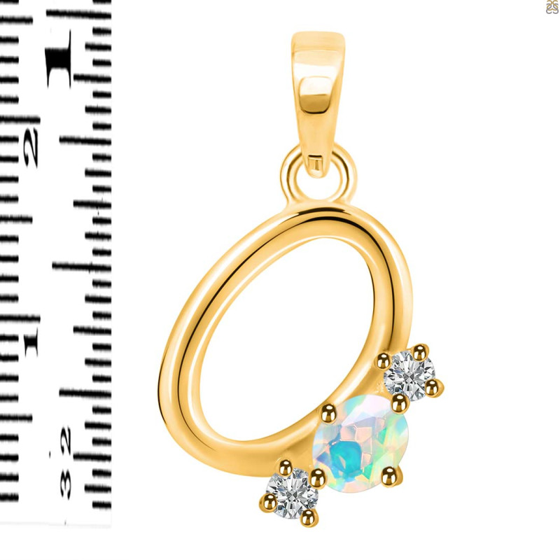 Opal & White Topaz Alphabet O Pendant OPL-RDA-67.
