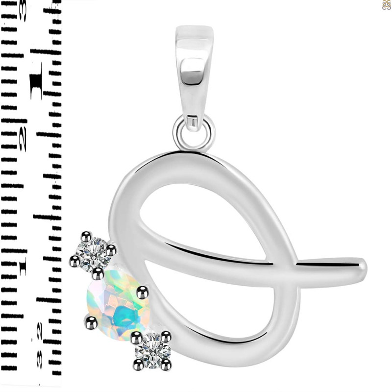 Opal & White Topaz Alphabet Q Pendant OPL-RDA-69.
