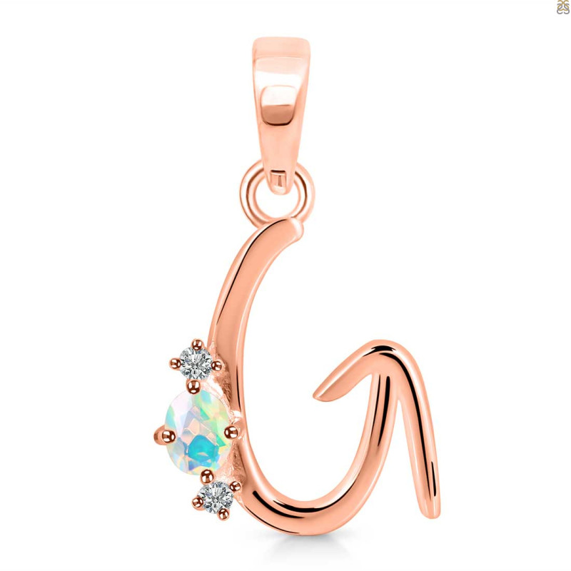 Opal & White Topaz Alphabet G Pendant OPL-RDA-7.