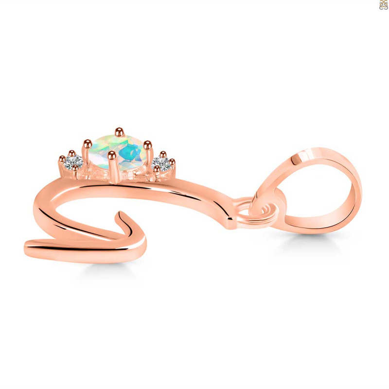 Opal & White Topaz Alphabet G Pendant OPL-RDA-7.