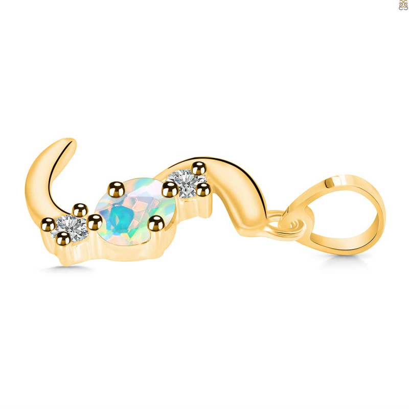 Opal & White Topaz Alphabet S Pendant OPL-RDA-71.