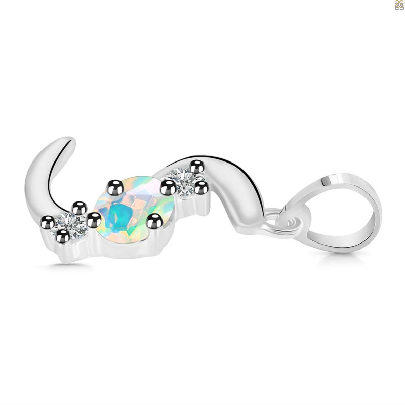 Opal & White Topaz Alphabet S Pendant