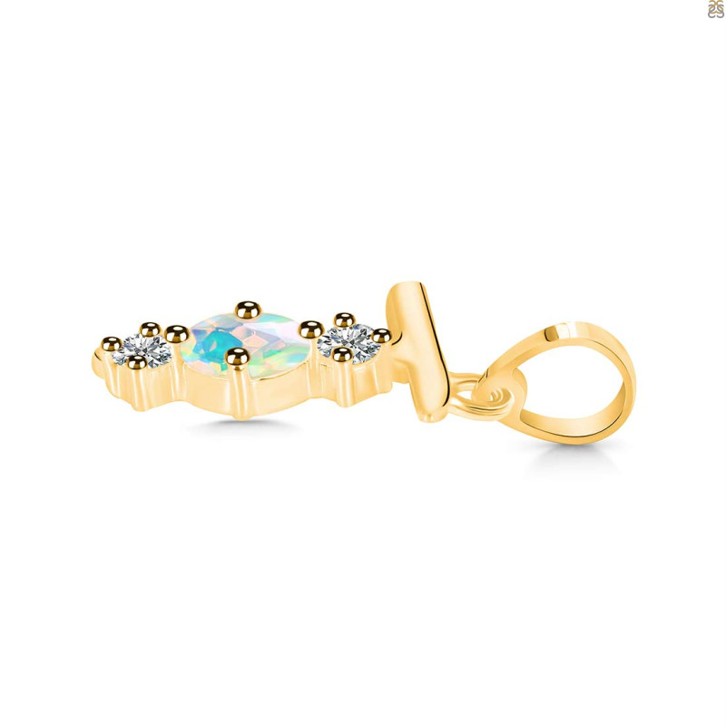 Opal & White Topaz Alphabet T Pendant OPL-RDA-72.