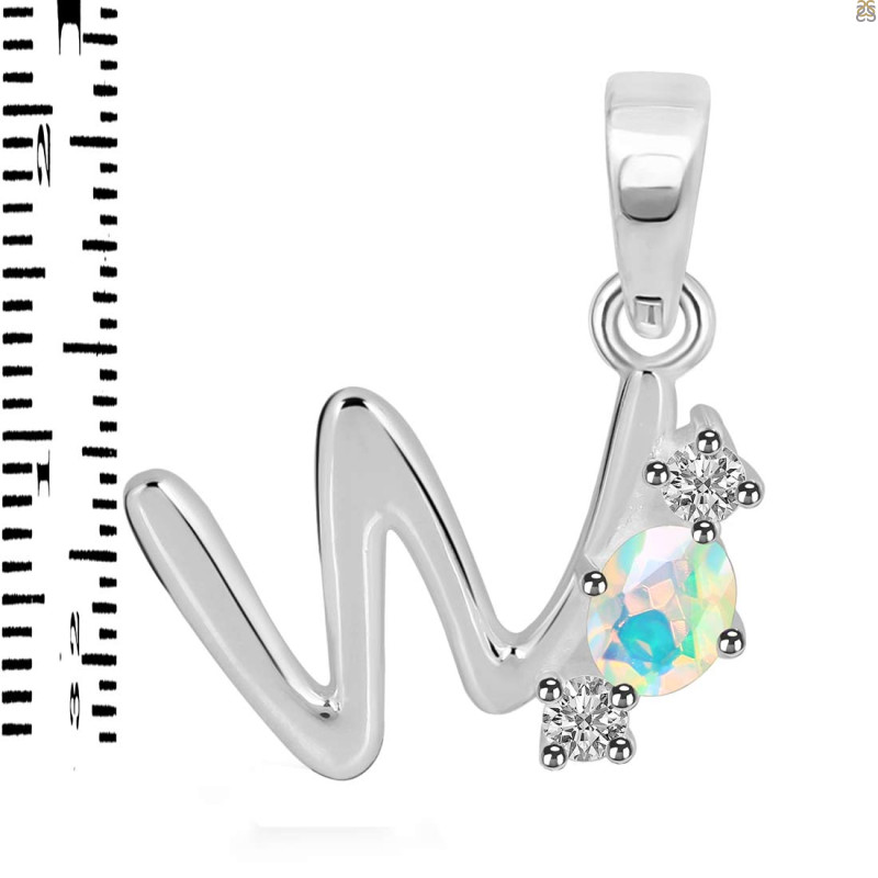 Opal & White Topaz Alphabet W Pendant OPL-RDA-75.