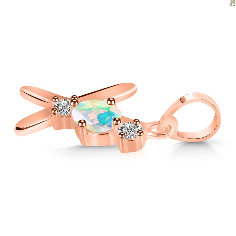 Opal & White Topaz Alphabet X Pendant OPL-RDA-76.