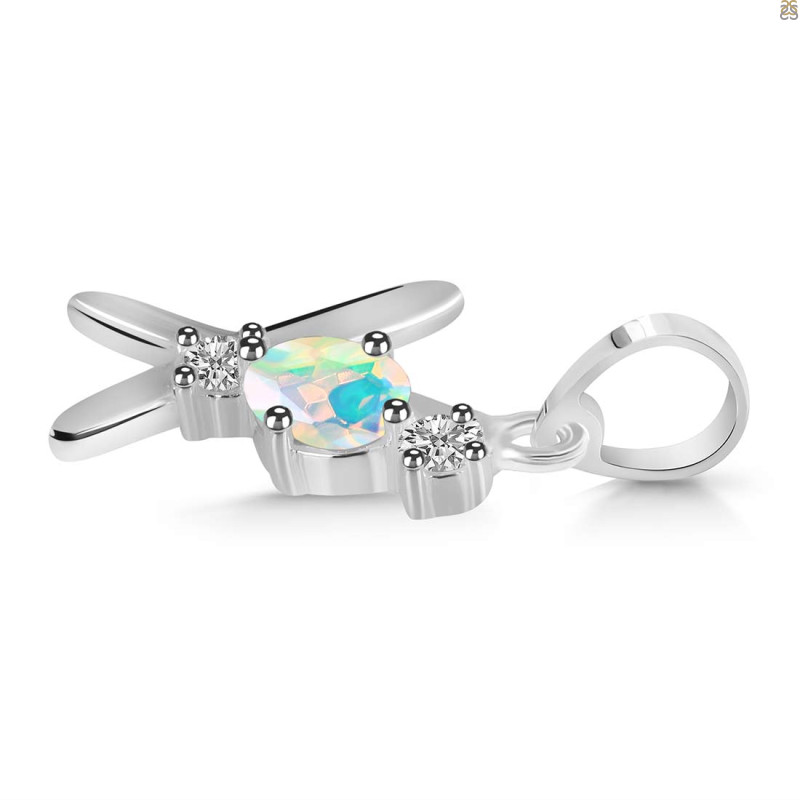 Opal & White Topaz Alphabet X Pendant