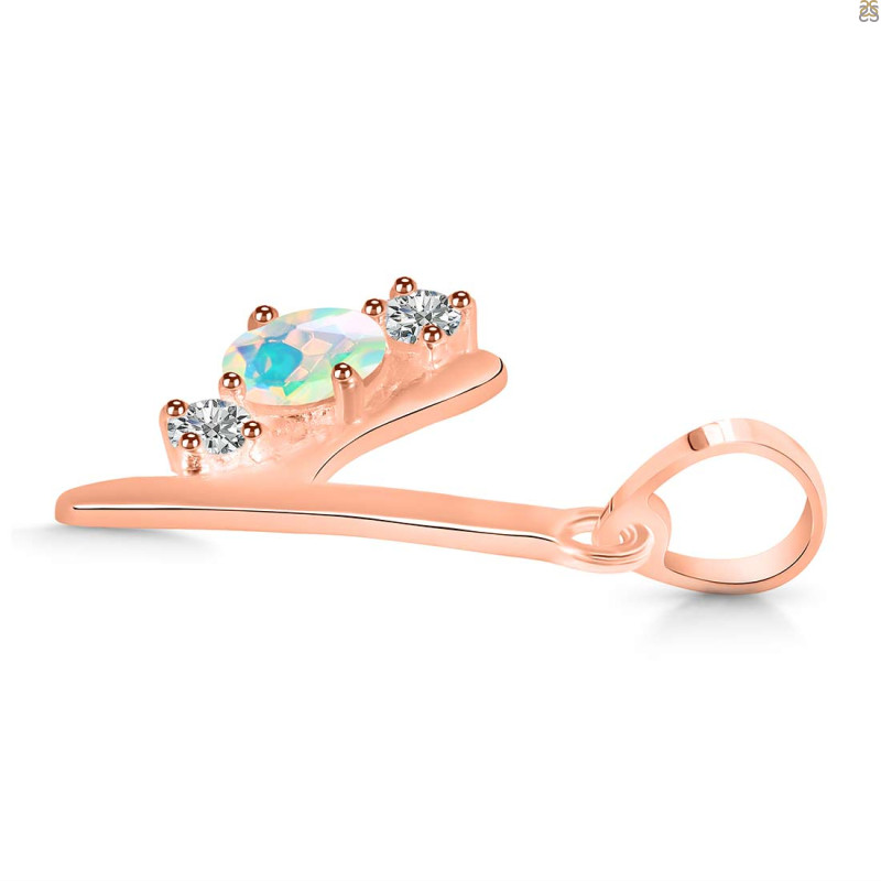 Opal & White Topaz Alphabet Y Pendant OPL-RDA-77.