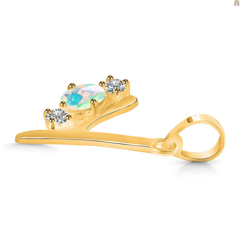 Opal & White Topaz Alphabet Y Pendant OPL-RDA-77.
