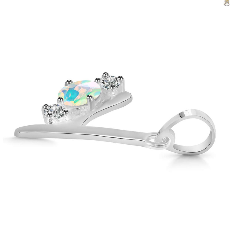 Opal & White Topaz Alphabet Y Pendant