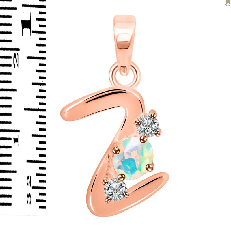 Opal & White Topaz Alphabet Z Pendant OPL-RDA-78.