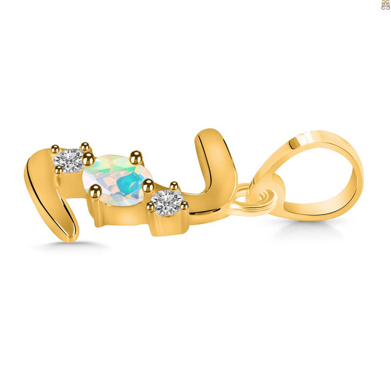 Opal & White Topaz Alphabet Z Pendant OPL-RDA-78.