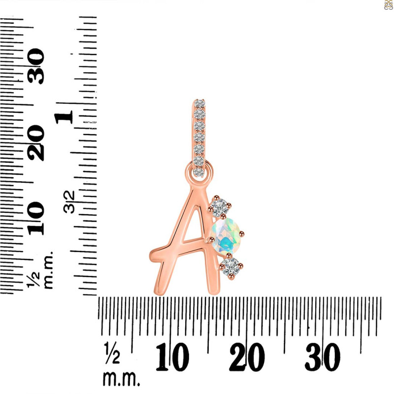 Opal & White Topaz Alphabet A Pendant OPL-RDA-79.