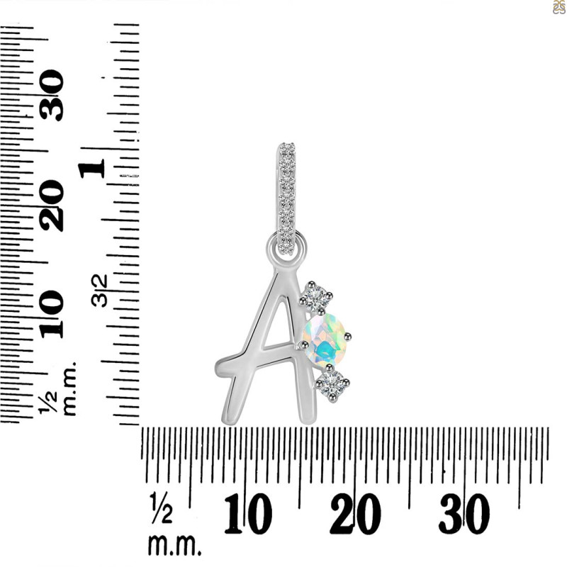 Opal & White Topaz Alphabet A Pendant OPL-RDA-79.