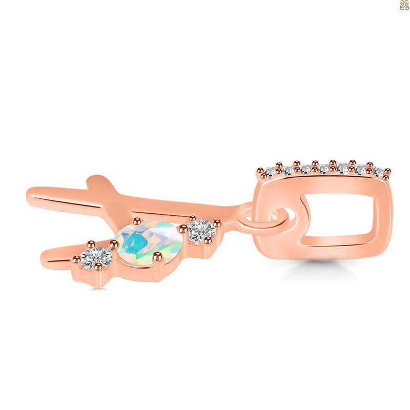 Opal & White Topaz Alphabet A Pendant OPL-RDA-79.