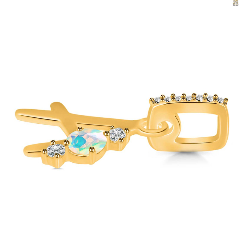 Opal & White Topaz Alphabet A Pendant OPL-RDA-79.