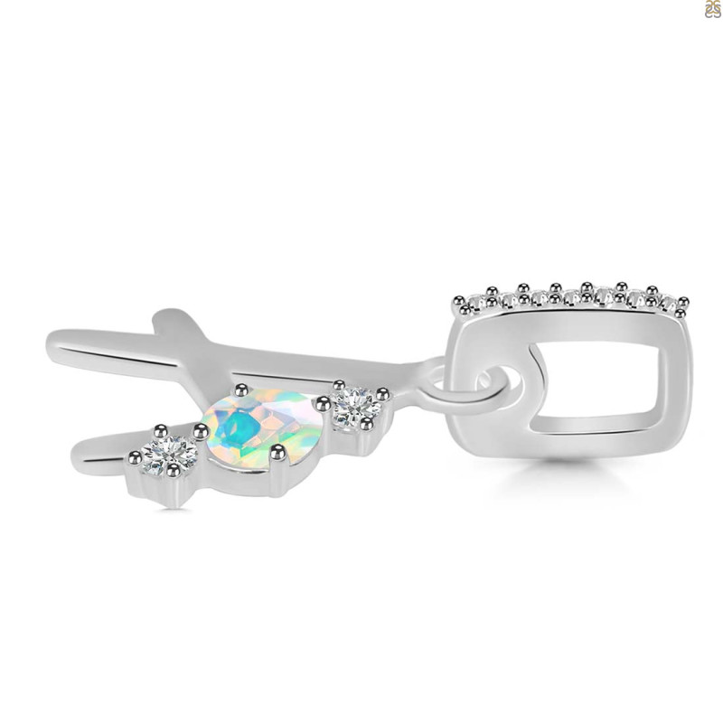 Opal & White Topaz Alphabet A Pendant