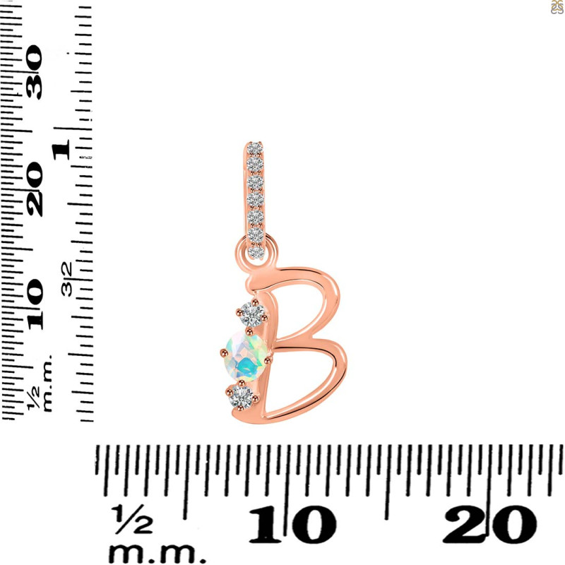 Opal & White Topaz Alphabet B Pendant OPL-RDA-80.