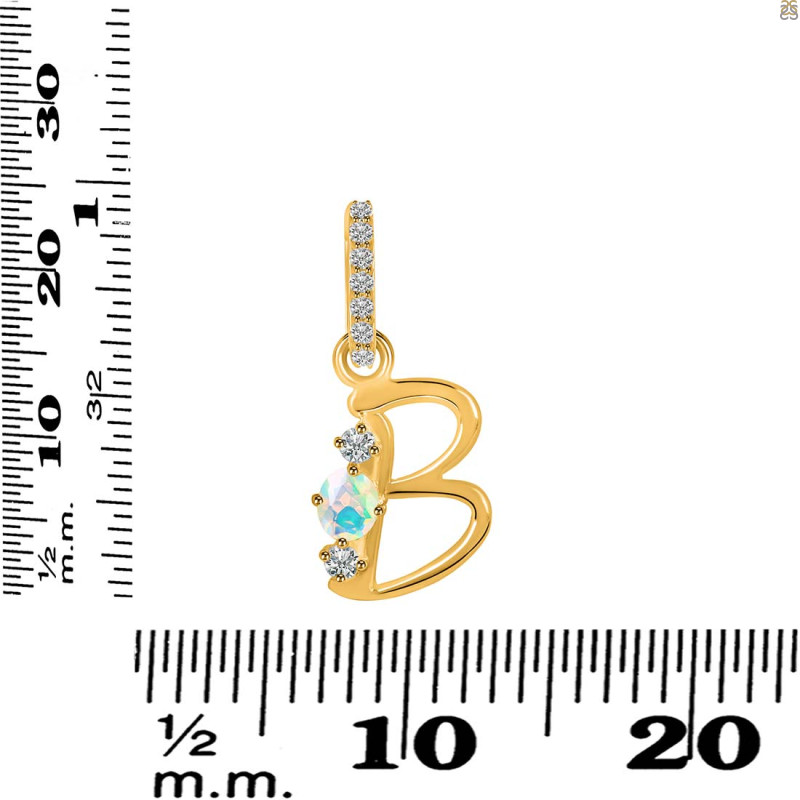 Opal & White Topaz Alphabet B Pendant OPL-RDA-80.