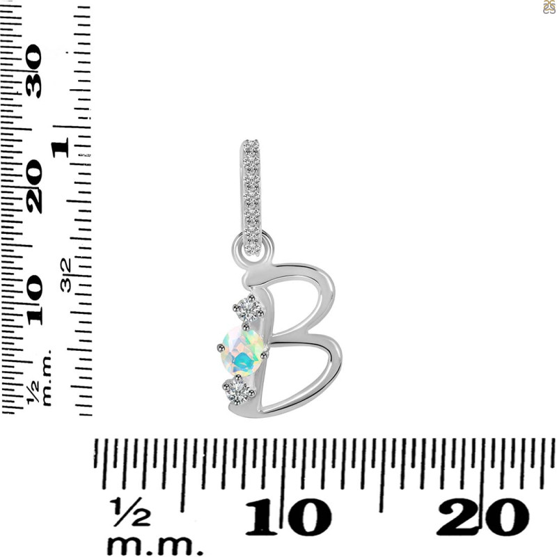 Opal & White Topaz Alphabet B Pendant OPL-RDA-80.