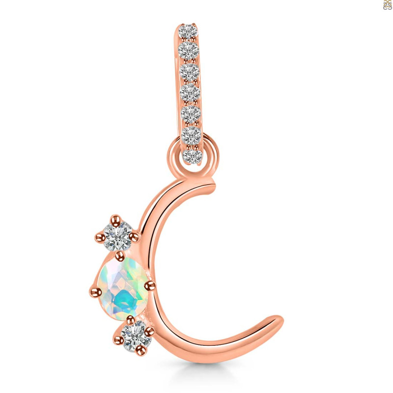 Opal & White Topaz Alphabet C Pendant OPL-RDA-81.