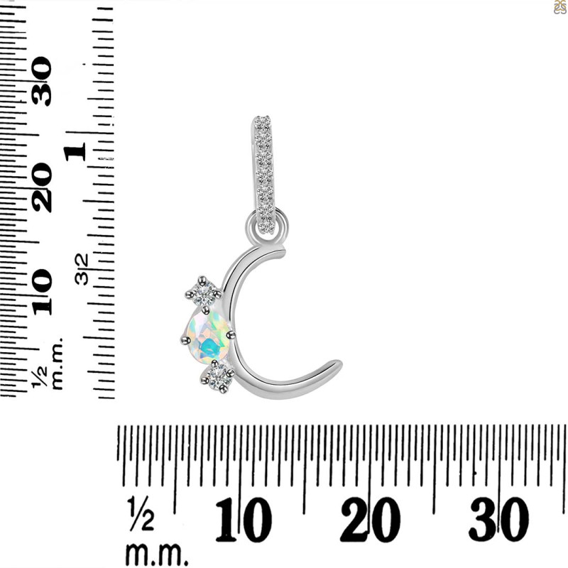 Opal & White Topaz Alphabet C Pendant OPL-RDA-81.