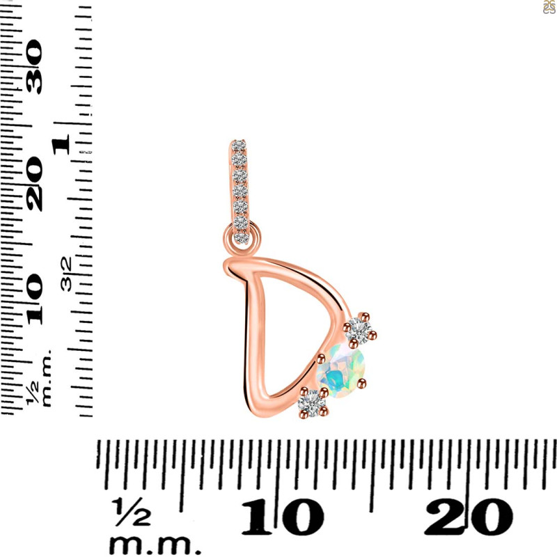 Opal & White Topaz Alphabet D Pendant OPL-RDA-82.