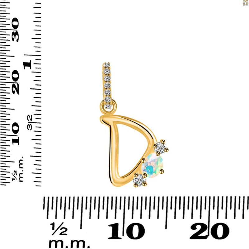 Opal & White Topaz Alphabet D Pendant OPL-RDA-82.