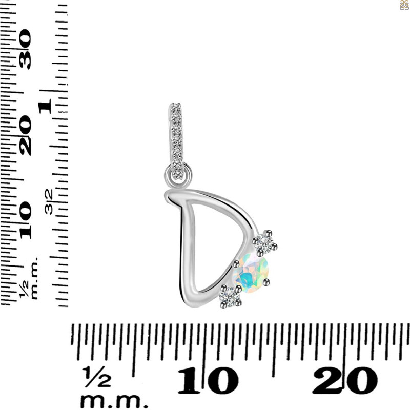 Opal & White Topaz Alphabet D Pendant OPL-RDA-82.