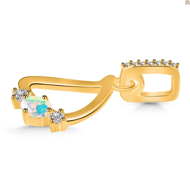 Opal & White Topaz Alphabet D Pendant OPL-RDA-82.