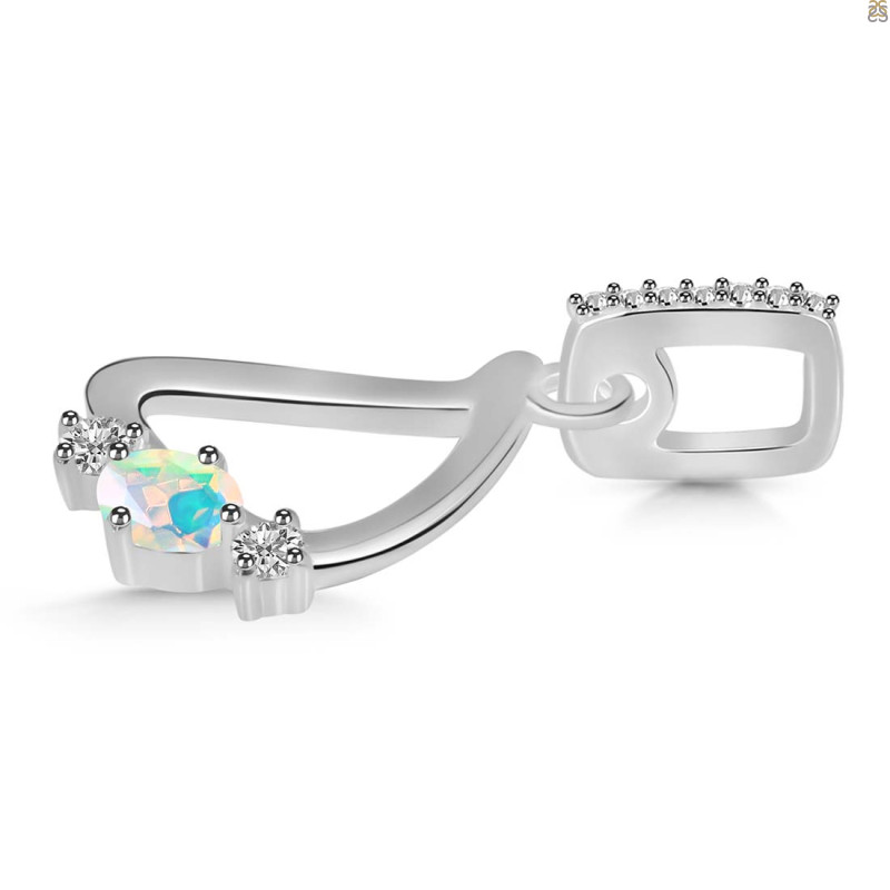 Opal & White Topaz Alphabet D Pendant
