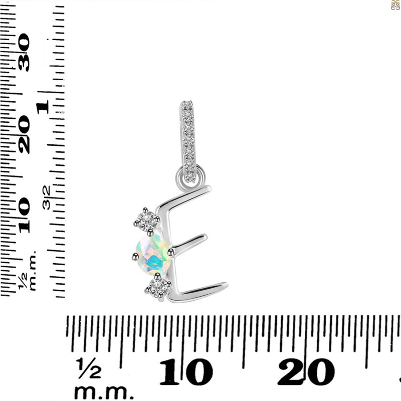 Opal & White Topaz Alphabet E Pendant OPL-RDA-83.