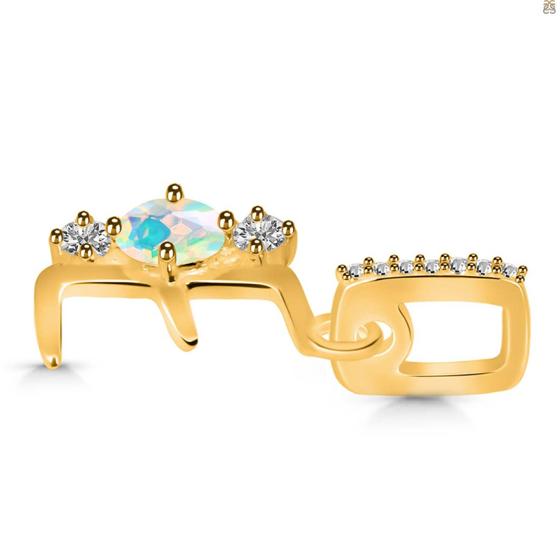 Opal & White Topaz Alphabet E Pendant OPL-RDA-83.