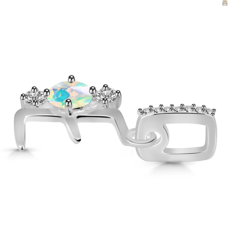 Opal & White Topaz Alphabet E Pendant