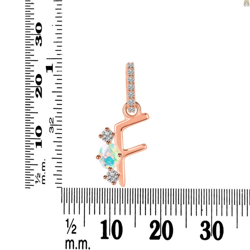 Opal & White Topaz Alphabet F Pendant OPL-RDA-84.