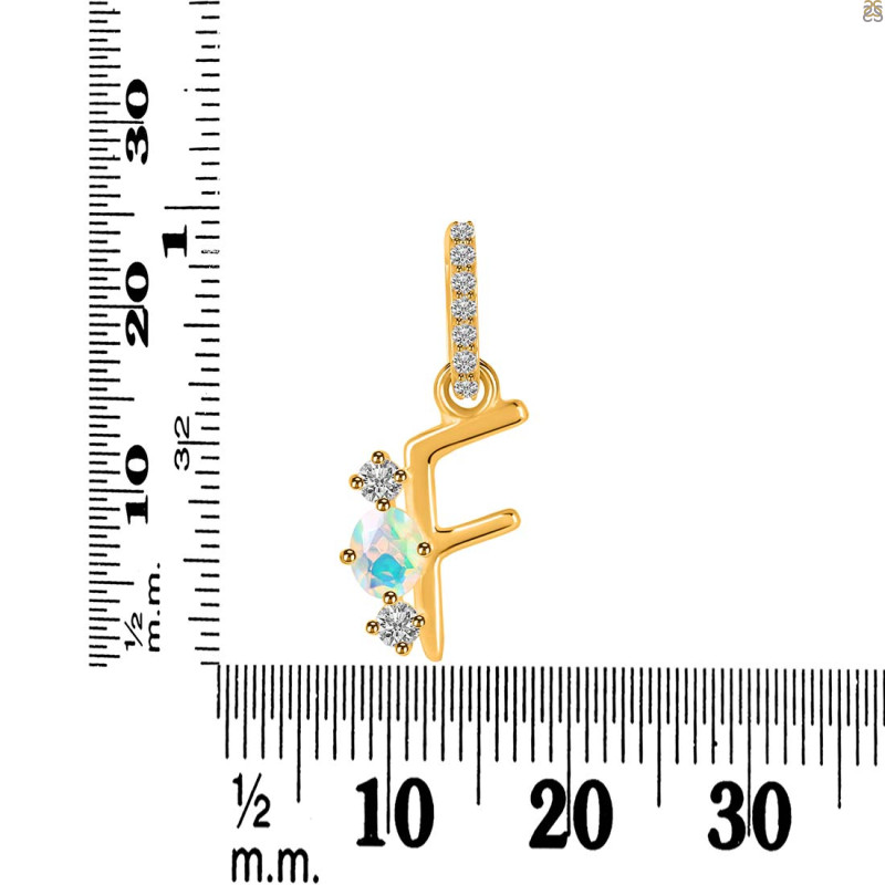 Opal & White Topaz Alphabet F Pendant OPL-RDA-84.
