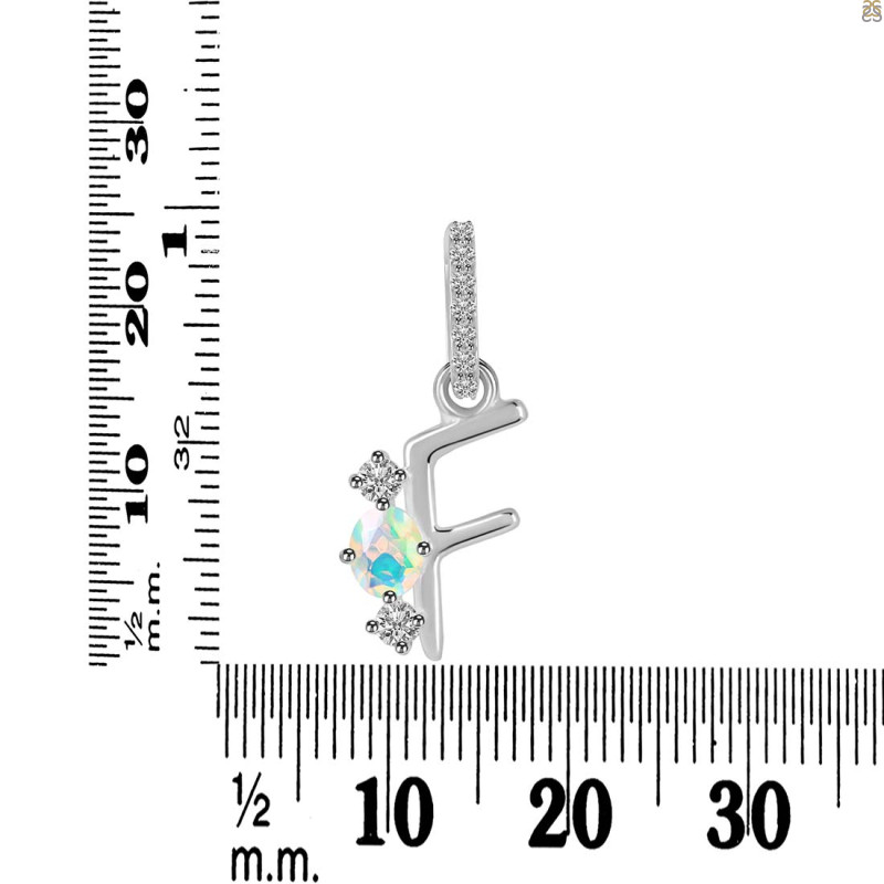 Opal & White Topaz Alphabet F Pendant OPL-RDA-84.