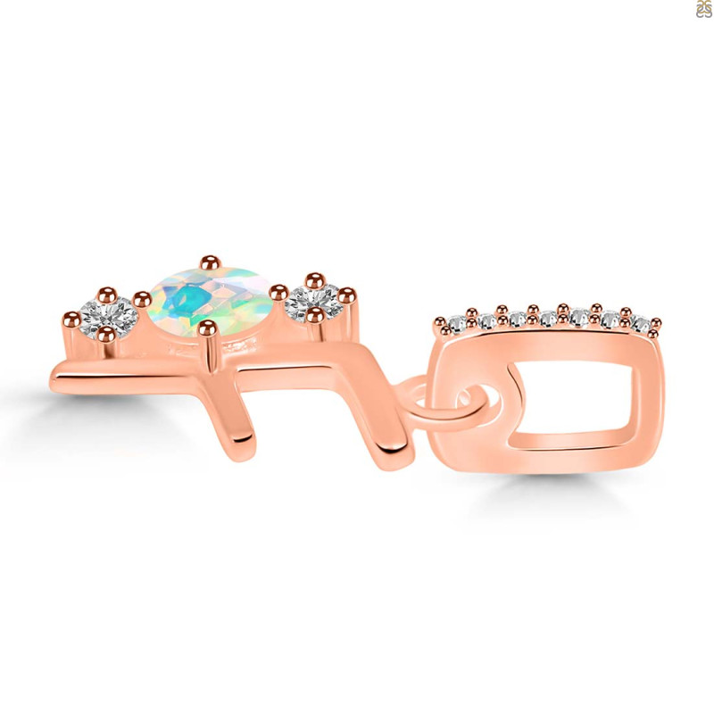 Opal & White Topaz Alphabet F Pendant OPL-RDA-84.