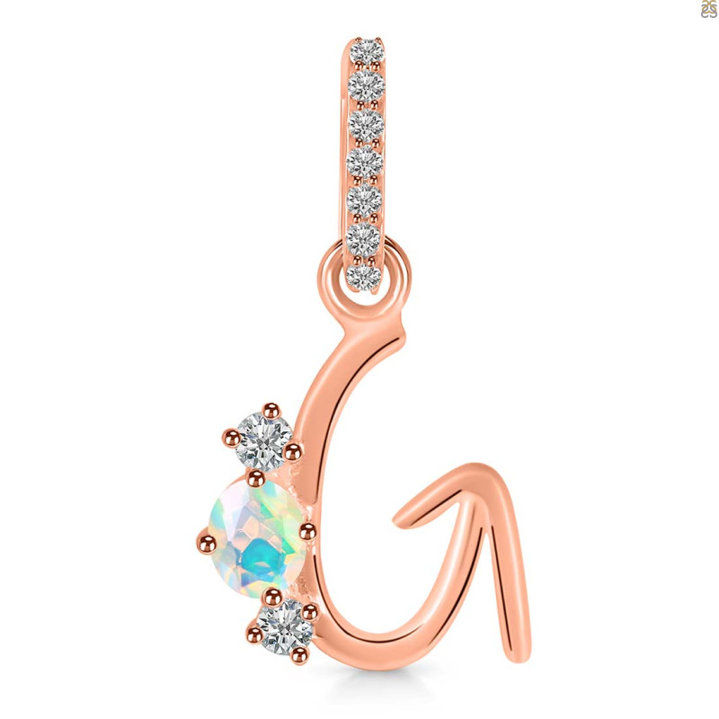 Opal & White Topaz Alphabet G Pendant OPL-RDA-85.