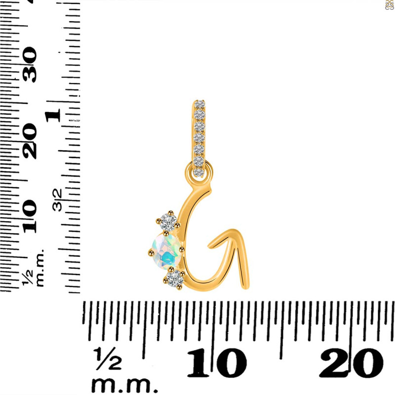 Opal & White Topaz Alphabet G Pendant OPL-RDA-85.