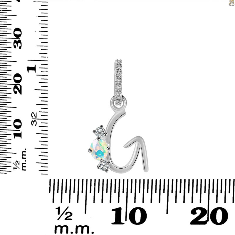 Opal & White Topaz Alphabet G Pendant OPL-RDA-85.