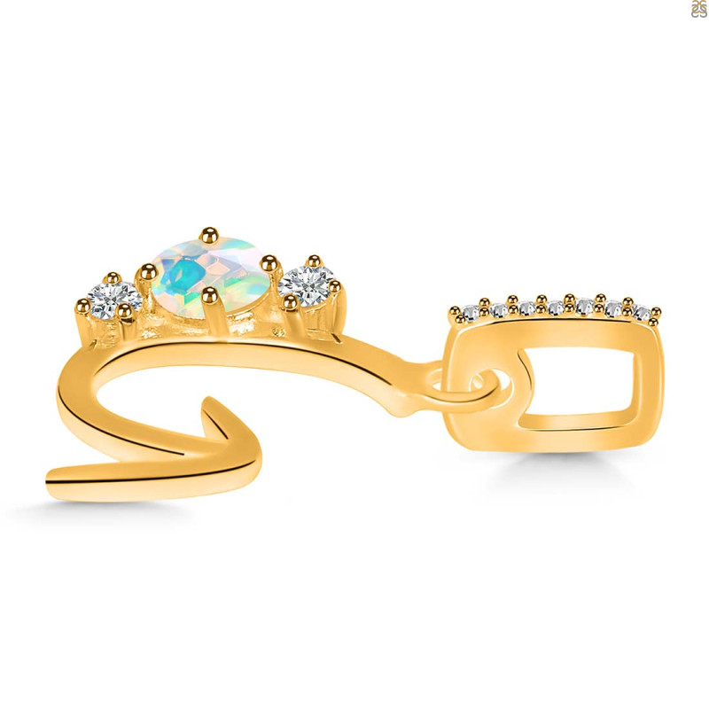 Opal & White Topaz Alphabet G Pendant OPL-RDA-85.