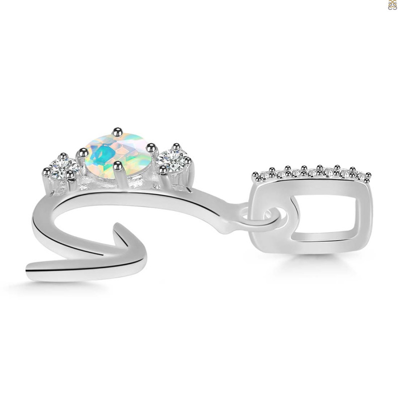 Opal & White Topaz Alphabet G Pendant