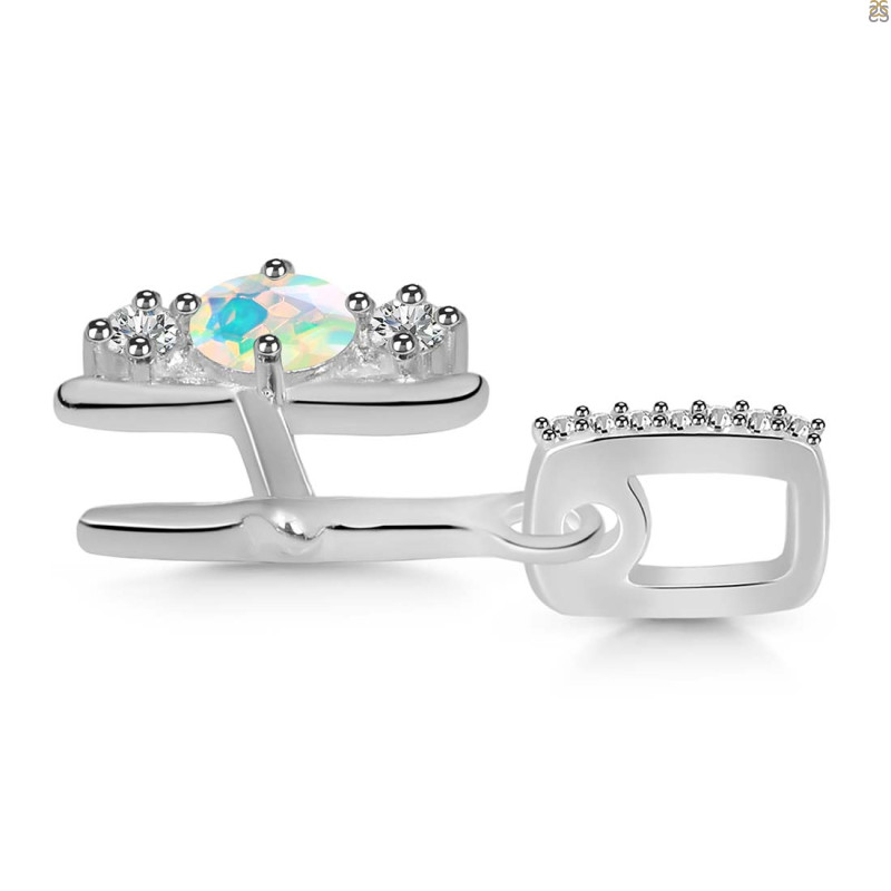 Opal & White Topaz Alphabet H Pendant