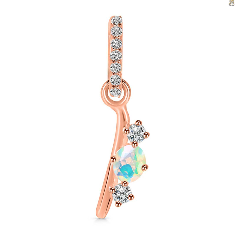 Opal & White Topaz Alphabet I Pendant OPL-RDA-87.