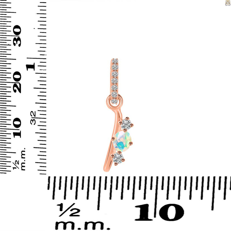 Opal & White Topaz Alphabet I Pendant OPL-RDA-87.